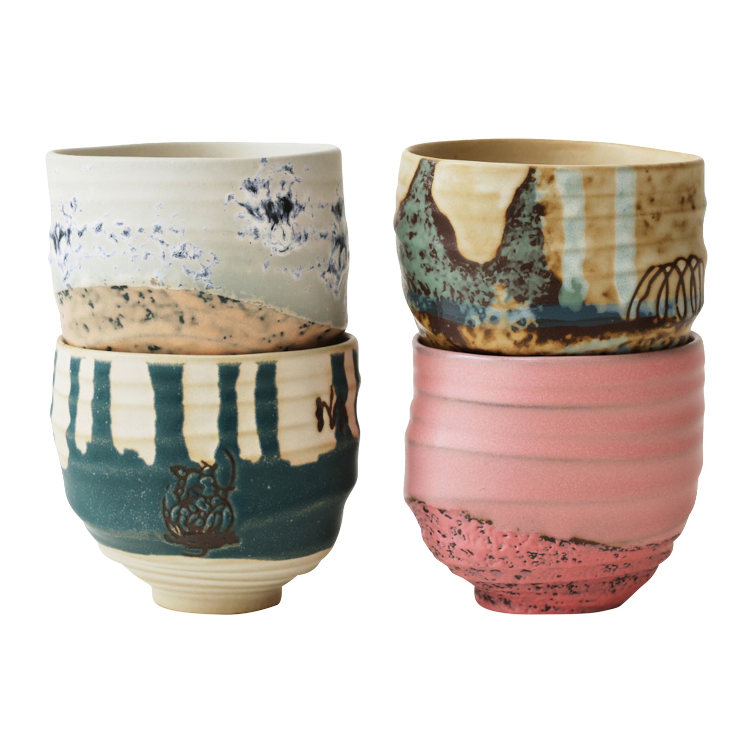 HKliving Artist Ceramics Koffiekop 0,25 L - Set van 4