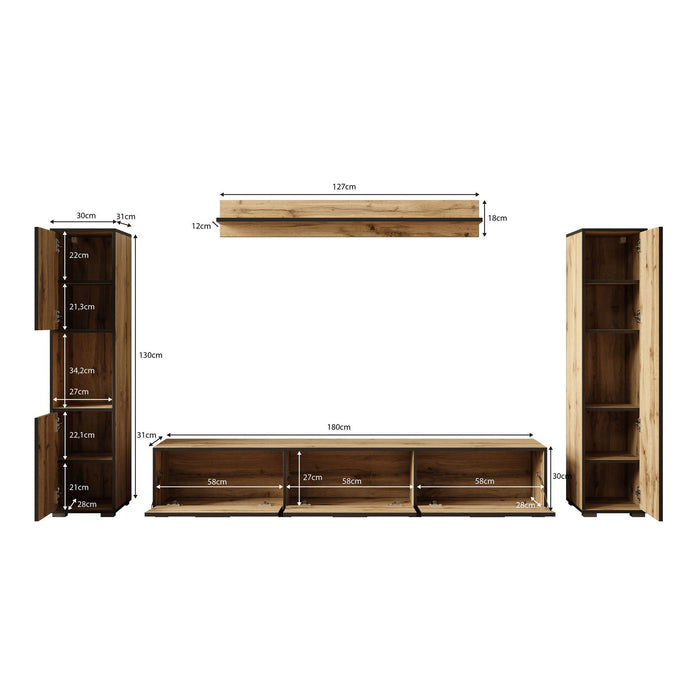 Meubella Wandmeubel Betty - Zwart