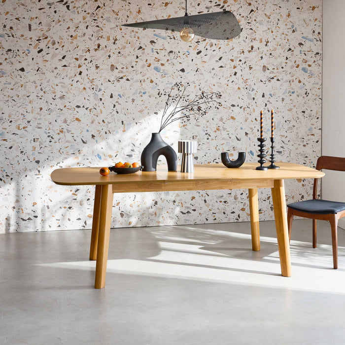 sweeek - Rechthoekige uitschuifbare eettafel 160 - 210cm, eiken en