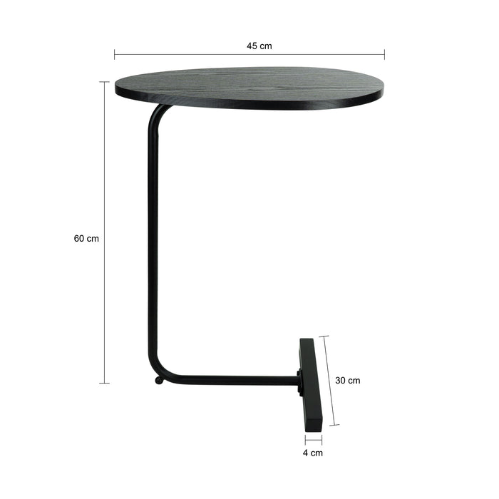 QUVIO Bijzettafel ovaal  - 30 x 45 x 60 cm - Zwart