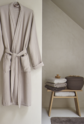 London Badtextiel Salt | 100 x 150 cm | Grijs | Ivoor | Katoen