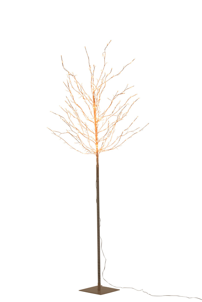 J-Line boom kaal - metaal - wit - large - LED lichtjes