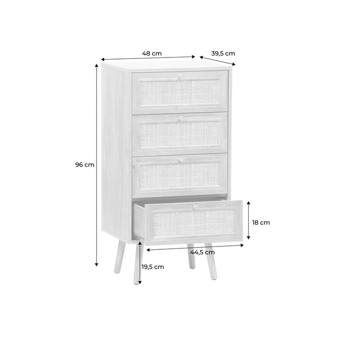 sweeek - Ladekast 4 lades effect hout en rotan