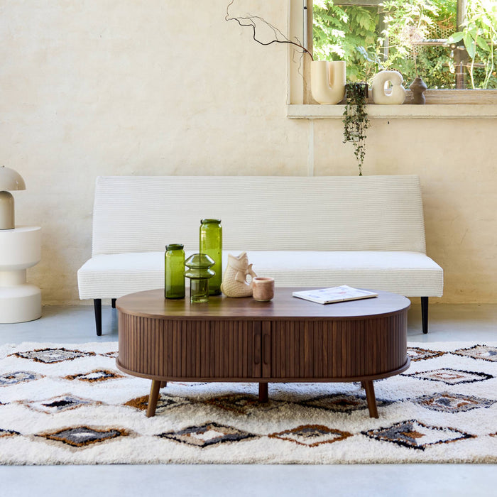 sweeek - 3-zits slaapbank corduroy, metalen onderstel