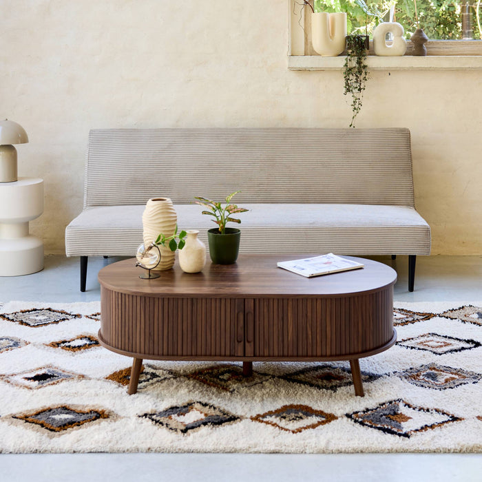 sweeek - 3-zits slaapbank corduroy, metalen onderstel