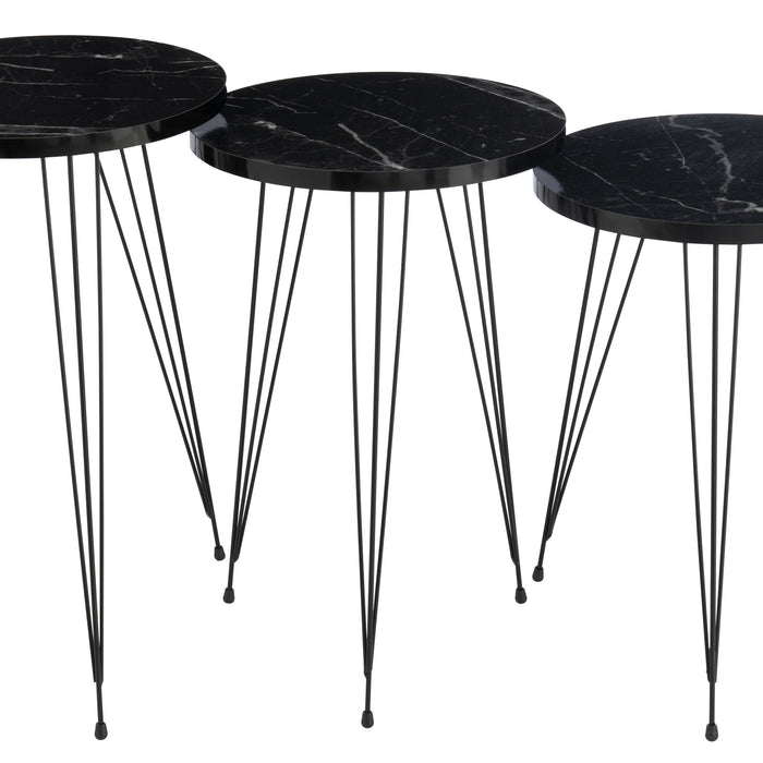 J-Line bijzettafel - kunststof|metaal - zwart - set van 3