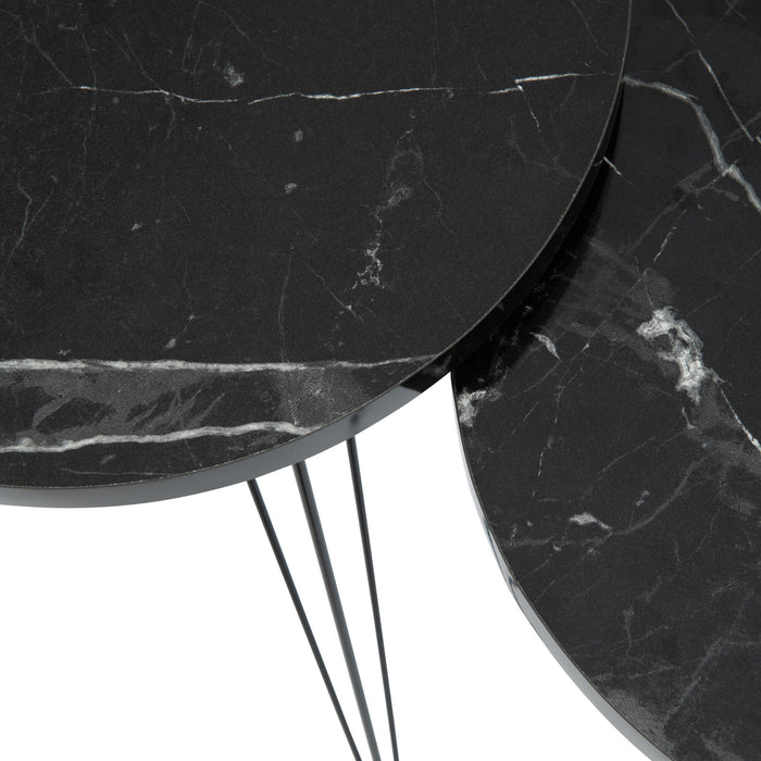 J-Line bijzettafel - kunststof|metaal - zwart - set van 3