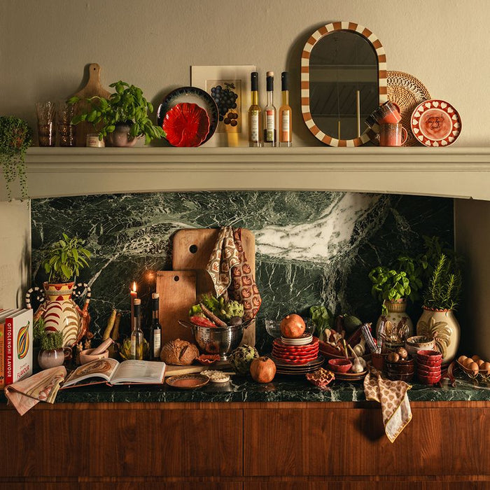 Sissy-Boy Oranje hangspiegel met geblokte omlijsting