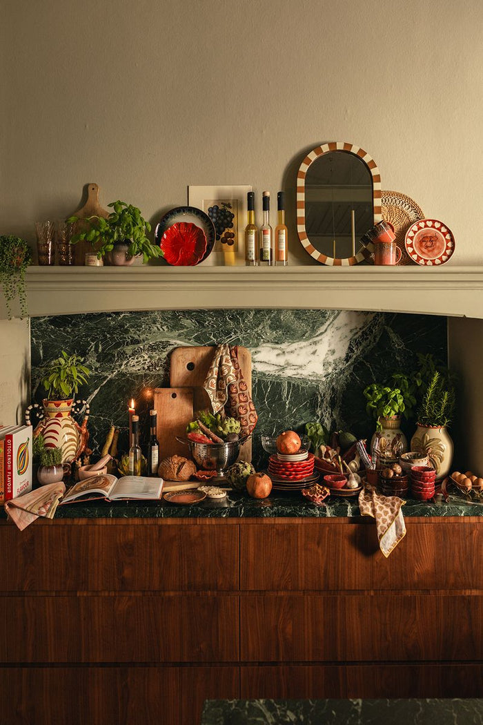 Sissy-Boy Oranje hangspiegel met geblokte omlijsting