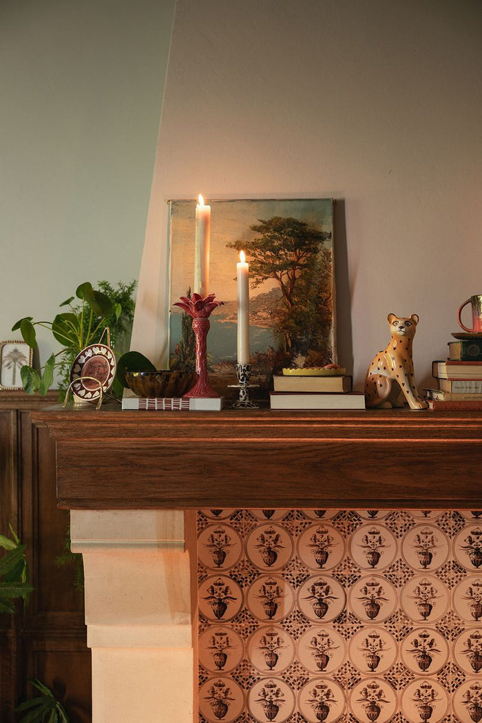 Sissy-Boy Lichtbruine ruffle kandelaar met leopard print small