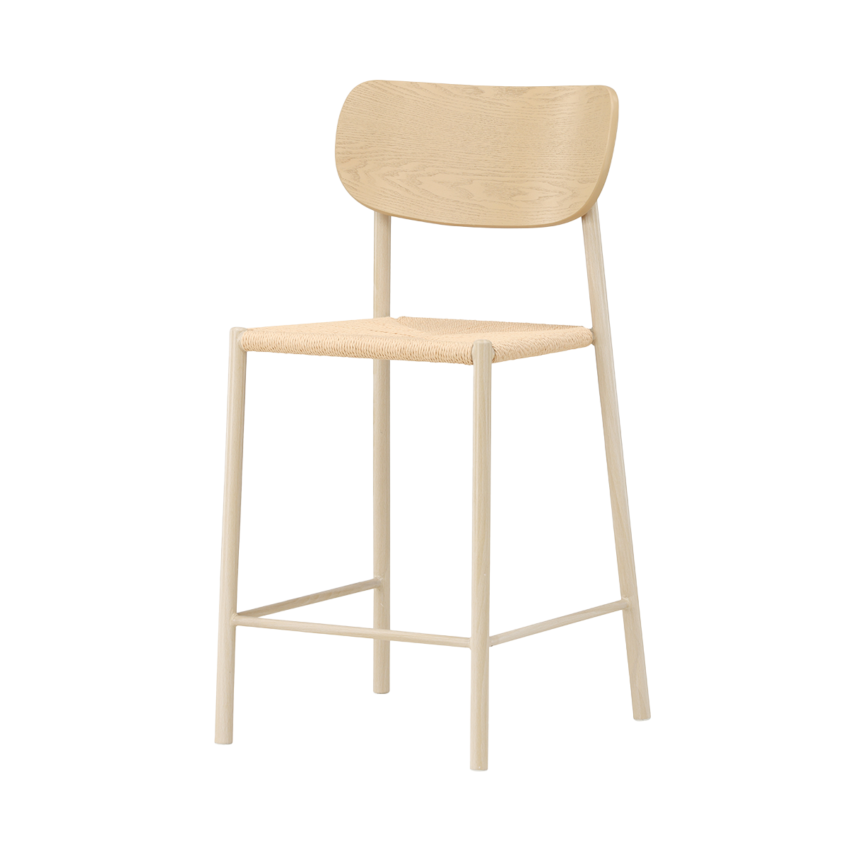 Nest living Rian Barkruk Met Rotan Zitting Beige - 67 cm