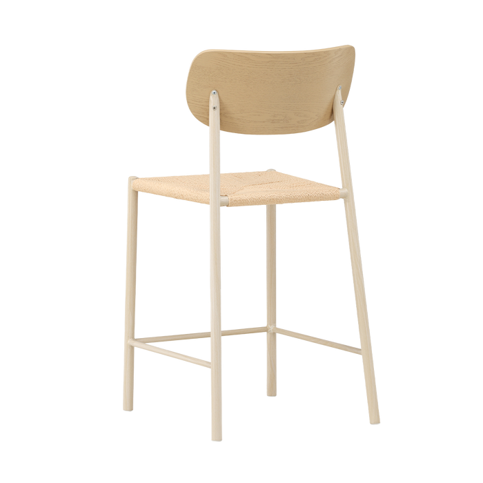 Nest living Rian Barkruk Met Rotan Zitting Beige - 67 cm