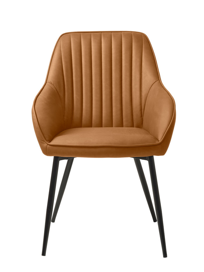 Giga Living - Eetkamerstoel Bruin PU Leer  - Nolan Stripe - Set van 2