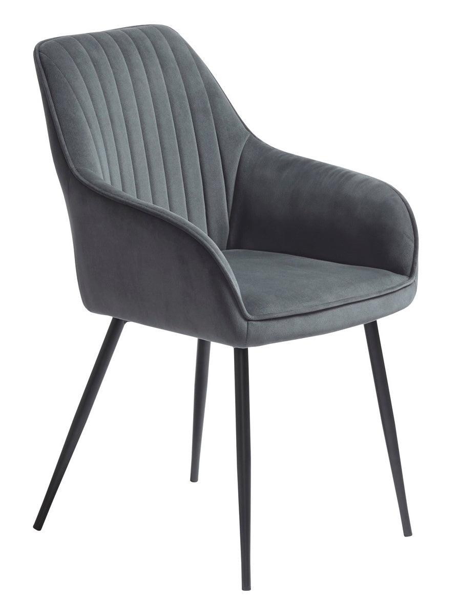 Giga Living - Eetkamerstoel Grijs Velvet - Nolan Stripe - Set van 2