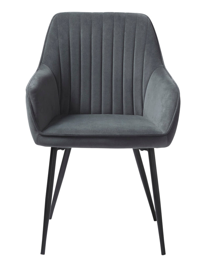 Giga Living - Eetkamerstoel Grijs Velvet - Nolan Stripe - Set van 2