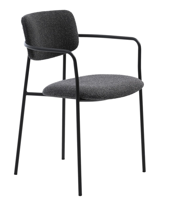 Giga Living - Eetkamerstoel Donkergrijs Stof - Zama - Set van 2