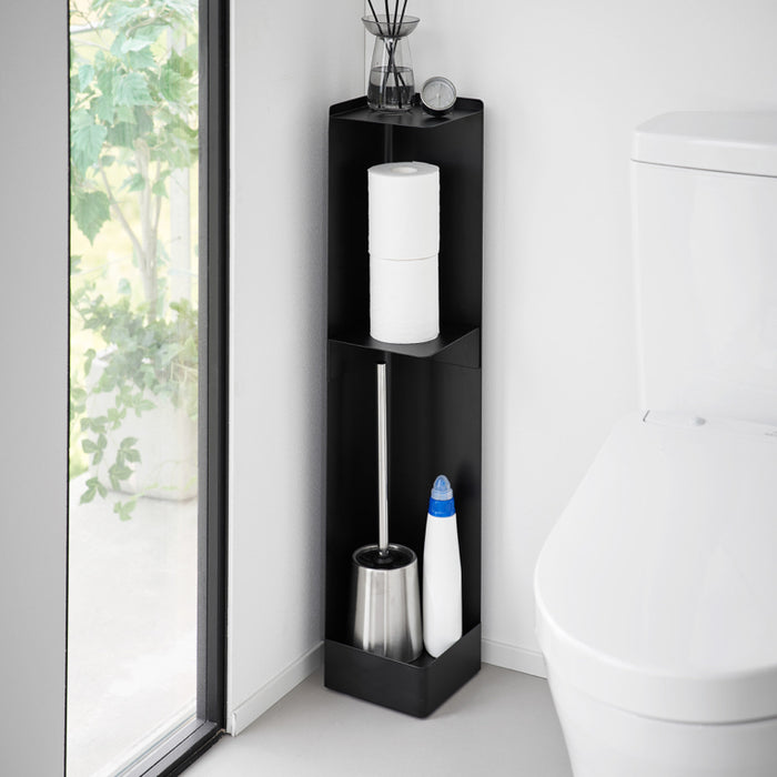 Yamazaki Tower Toiletrolhouder op wielen smal - Zwart