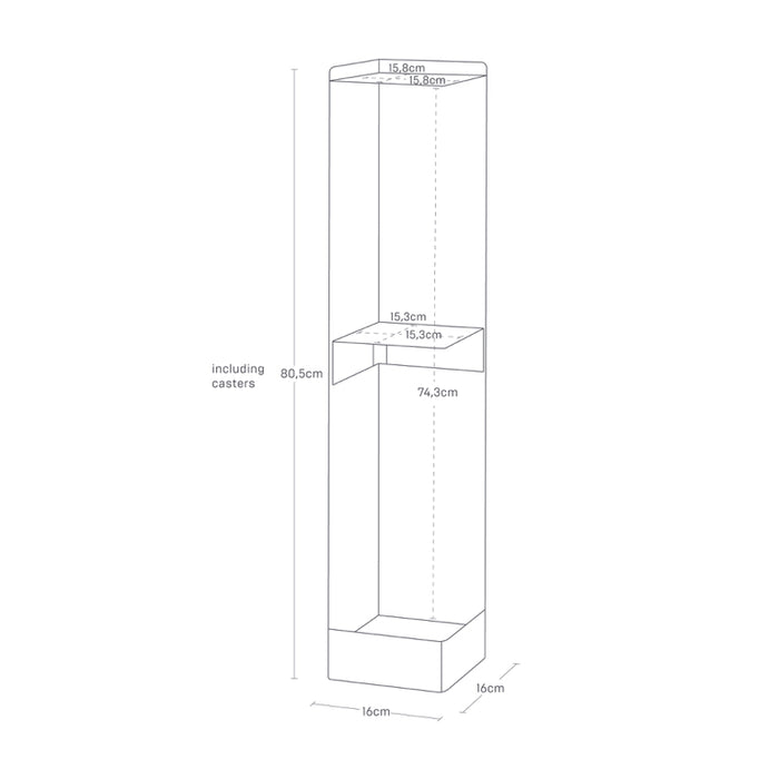 Yamazaki Tower Toiletrolhouder op wielen smal - Wit