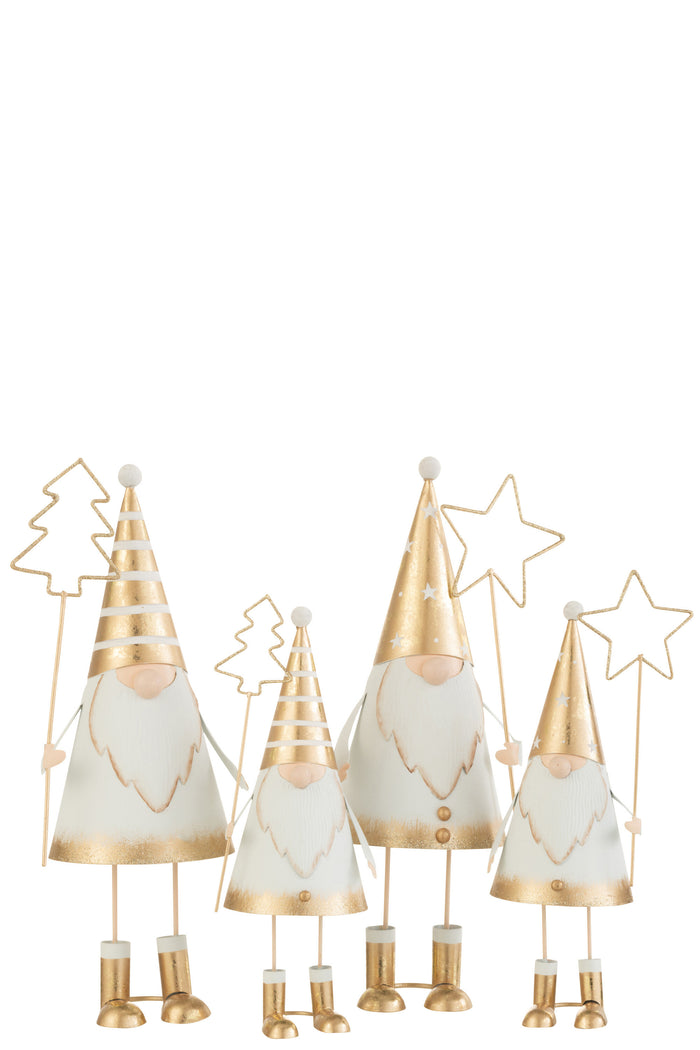 J-Line decoratie Kerstman + Stok Boom|Ster - metaal - wit|go