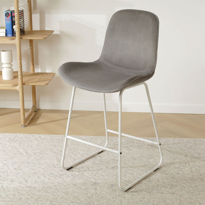 Nolon Nino-Fé Barkruk Grijs - Velvet - Wit Onderstel - 65 cm