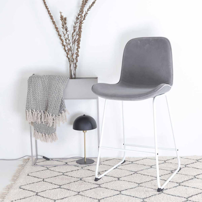 Nolon Nino-Fé Barkruk Grijs - Velvet - Wit Onderstel - 65 cm