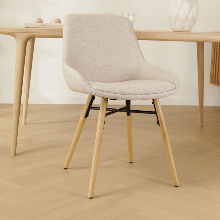 Nolon Nena-Isa Eetkamerstoel Beige - Stof - Houten Poten
