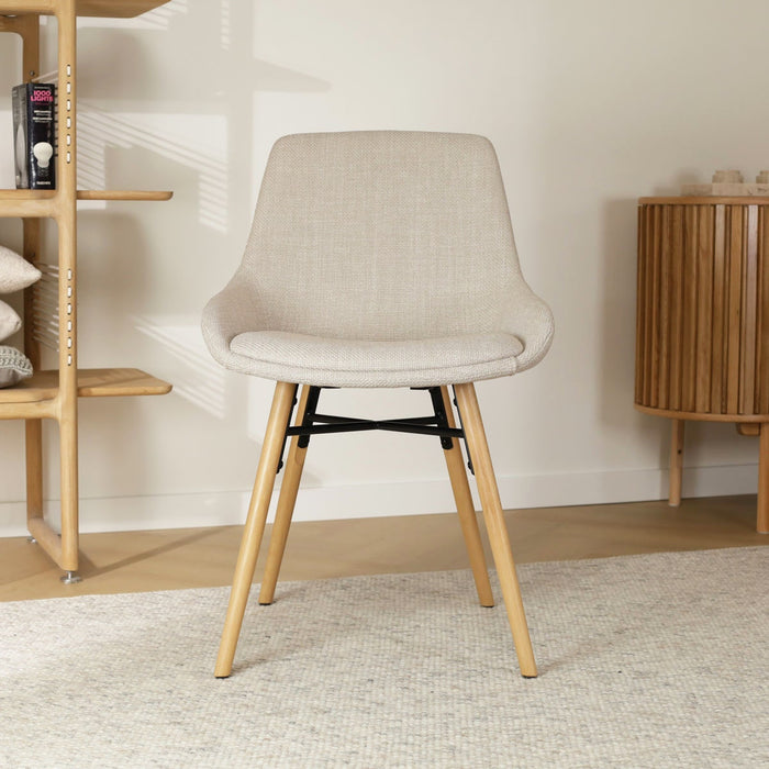 Nolon Nena-Isa Eetkamerstoel Beige - Stof - Houten Poten