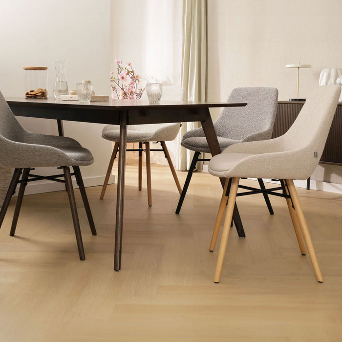 Nolon Nena-Isa Eetkamerstoel Beige - Stof - Houten Poten