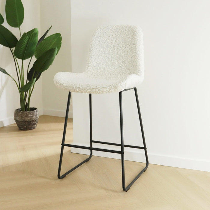 Nolon Nino-Fé Barkruk Teddy Gebroken Wit - Zwart Onderstel - 75 cm