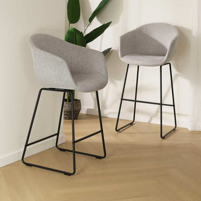 Nolon Nino-Otis Barkruk Lichtgrijs - met Armleuning - Zwart - 75 cm