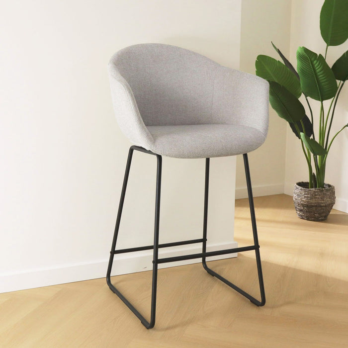 Nolon Nino-Otis Barkruk Lichtgrijs - met Armleuning - Zwart - 75 cm