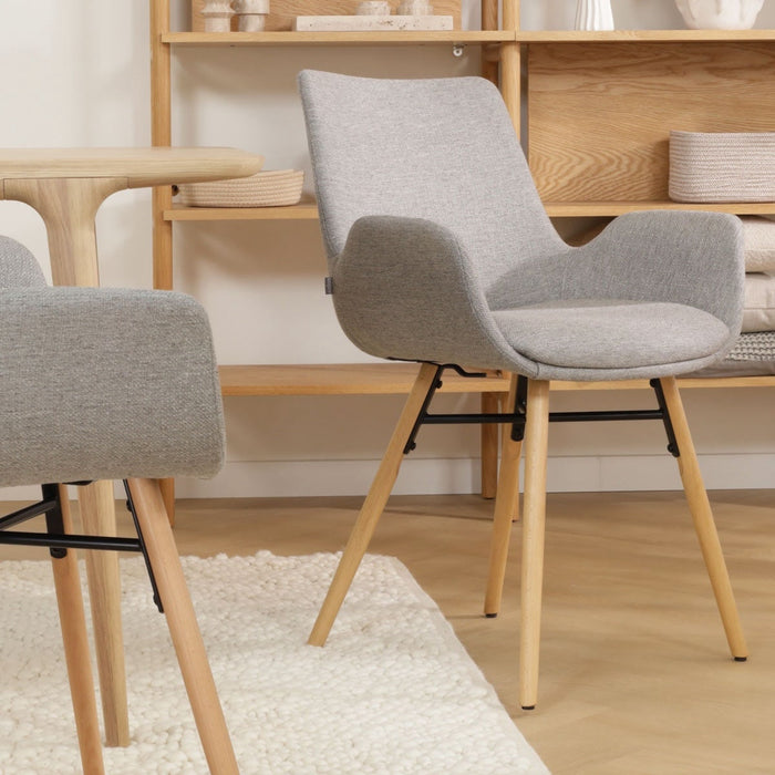 Nolon Nena-Eef Eetkamerstoel Warm Grijs - met Armleuning - Stof