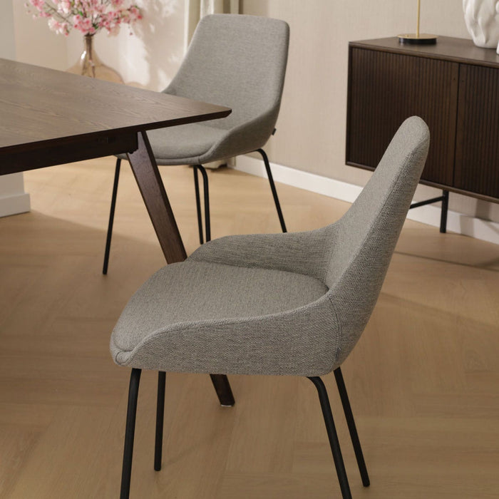 Nolon Nora-Isa Eetkamerstoel Warm Grijs - Stof - Zwart Onderstel