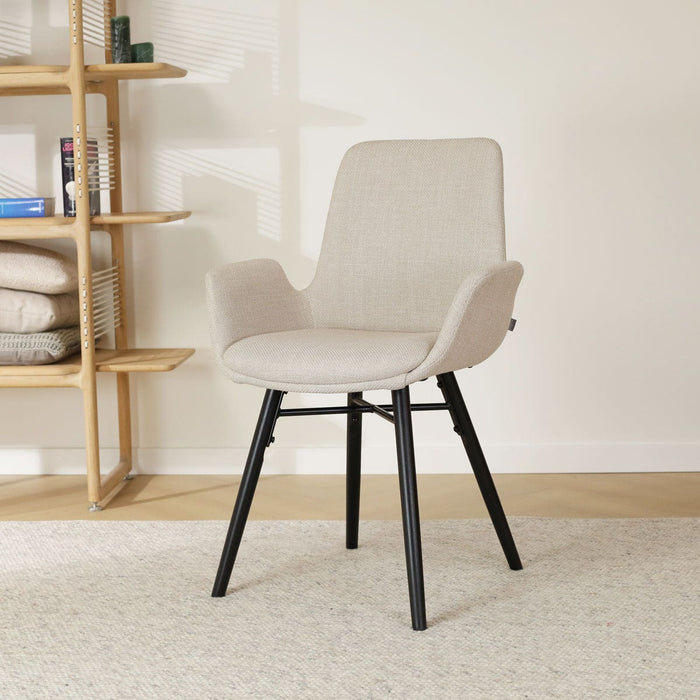 Nolon Nena-Eef Eetkamerstoel Beige - Zwarte Houten Poten