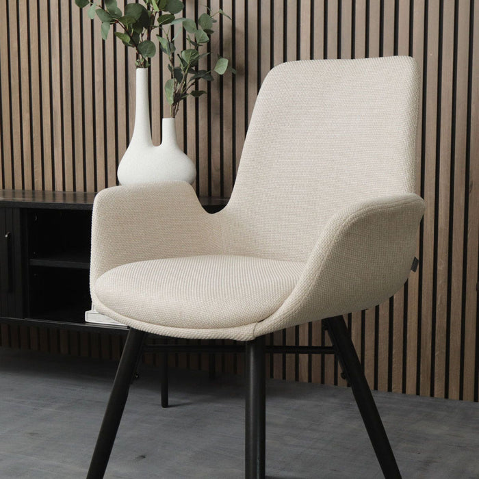 Nolon Nena-Eef Eetkamerstoel Beige - Zwarte Houten Poten