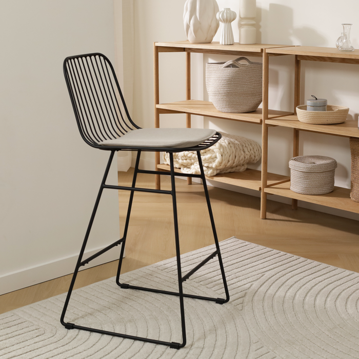 Nolon Pelle Metalen Barkruk Zwart - Met Zitkussen