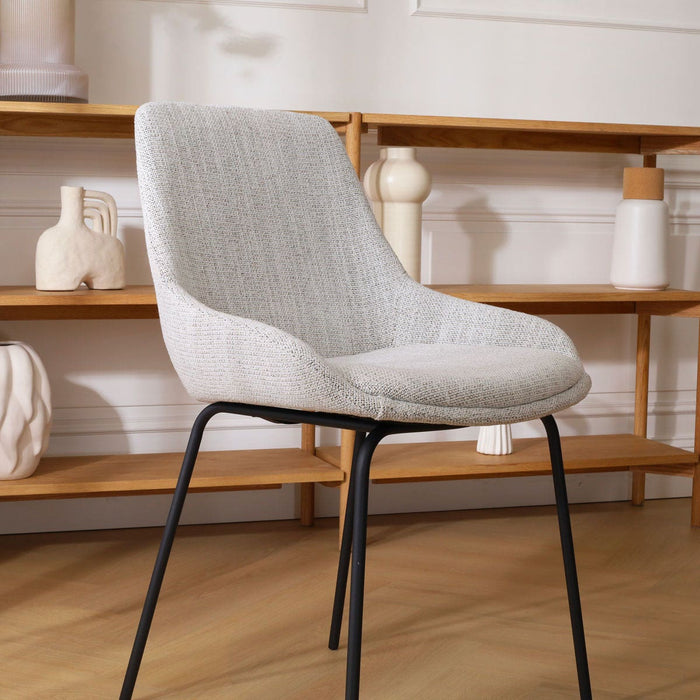 Nolon Nora-Isa Eetkamerstoel Beige Gemêleerd - Stof - Zwart Onderstel