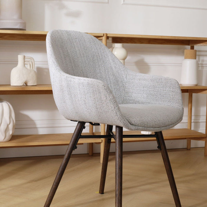 Nolon Nena-Mae Eetkamerstoel Beige Gemêleerd - Armleuning - Walnoot