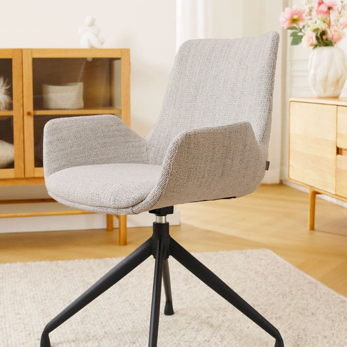 Nolon Nola-Eef Eetkamerstoel Beige Gemêleerd - Draaibaar Zwart