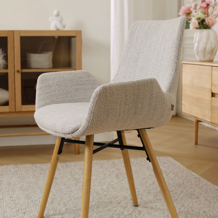 Nolon Nena-Eef Eetkamerstoel Beige Gemêleerd - met Armleuning - Stof