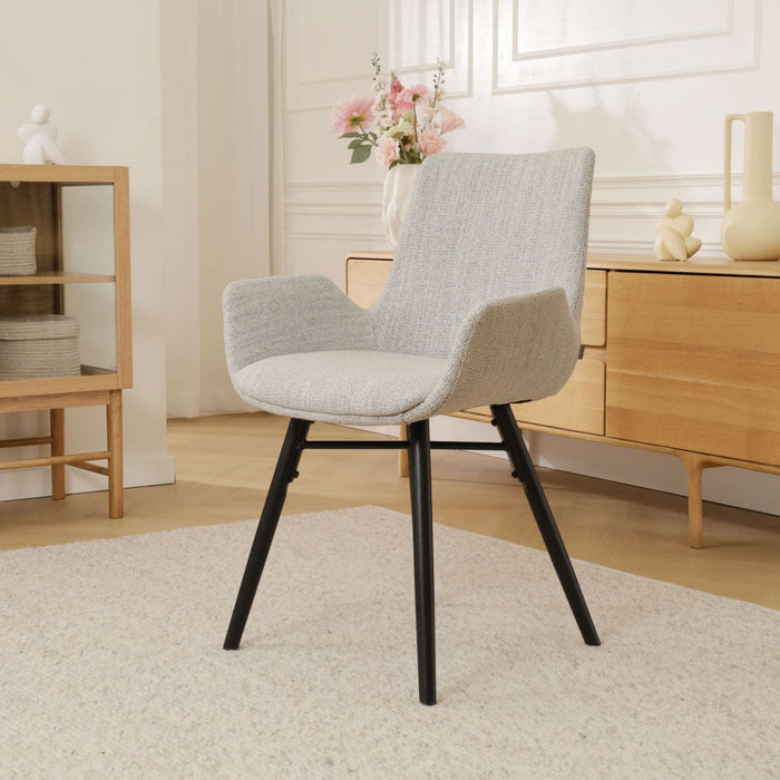 Nolon Nena-Eef Eetkamerstoel Beige Gemêleerd - Zwarte Houten Poten