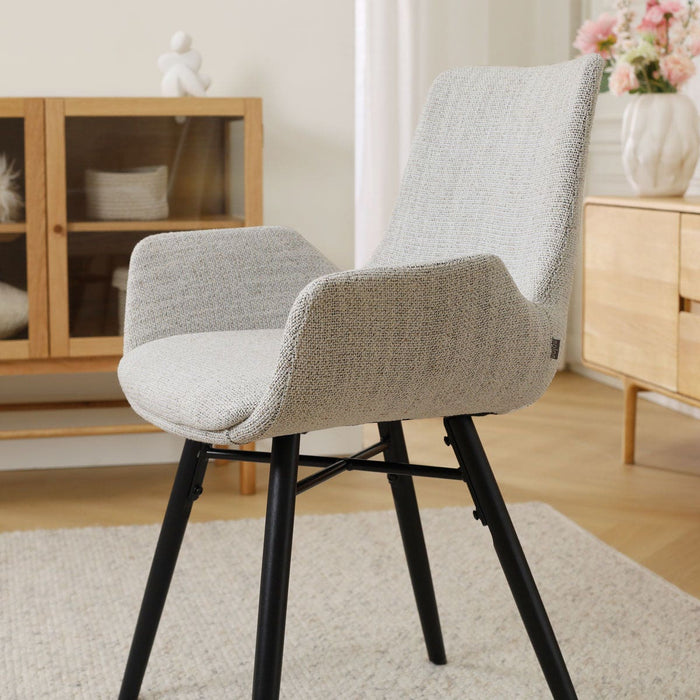 Nolon Nena-Eef Eetkamerstoel Beige Gemêleerd - Zwarte Houten Poten