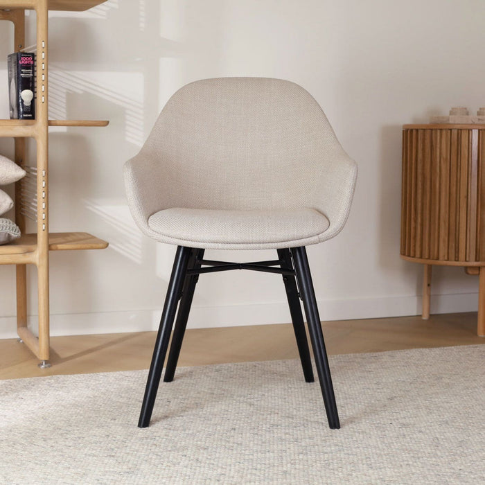 Nolon Nena-Mae Eetkamerstoel Beige - Zwarte Houten Poten