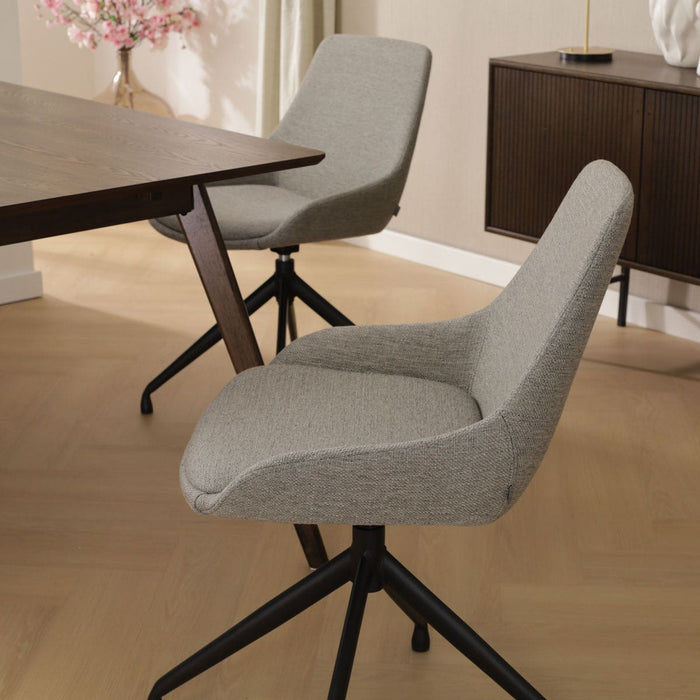 Nolon Nola-Isa Eetkamerstoel Warm Grijs - Draaibaar Zwart Onderstel