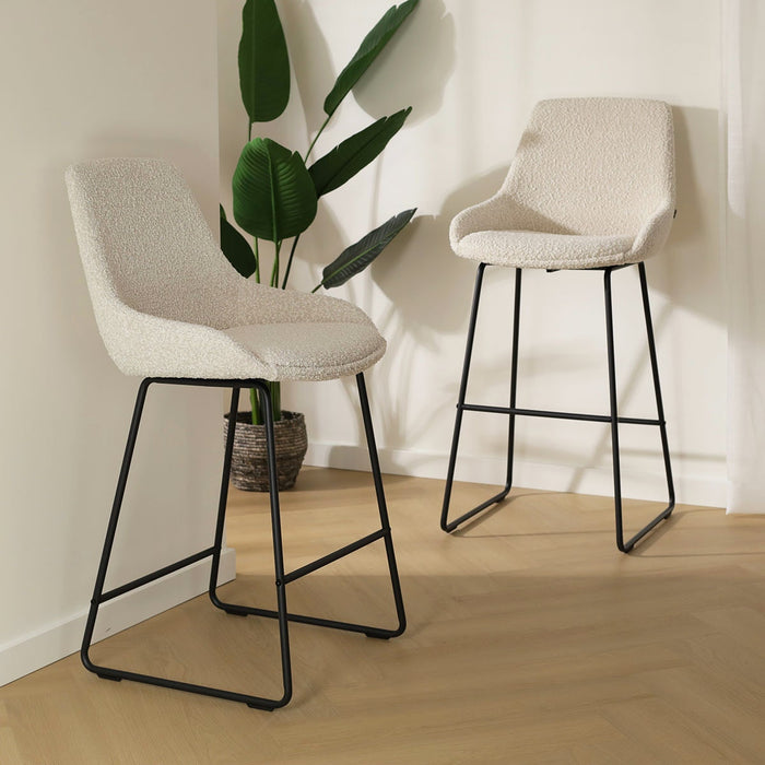 Nolon Nino-Isa Barkruk Bouclé Beige - Stof - Zwart Onderstel - 65 cm