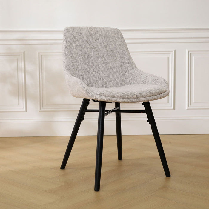 Nolon Nena-Isa Eetkamerstoel Beige Gemêleerd - Zwarte Houten Poten