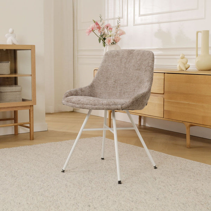 Nolon Noa-Isa Eetkamerstoel Bruin - Stof - Wit Onderstel