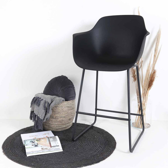 Nolon Nino-Puk barkruk zwart - zwart onderstel - 65 cm - set van 2