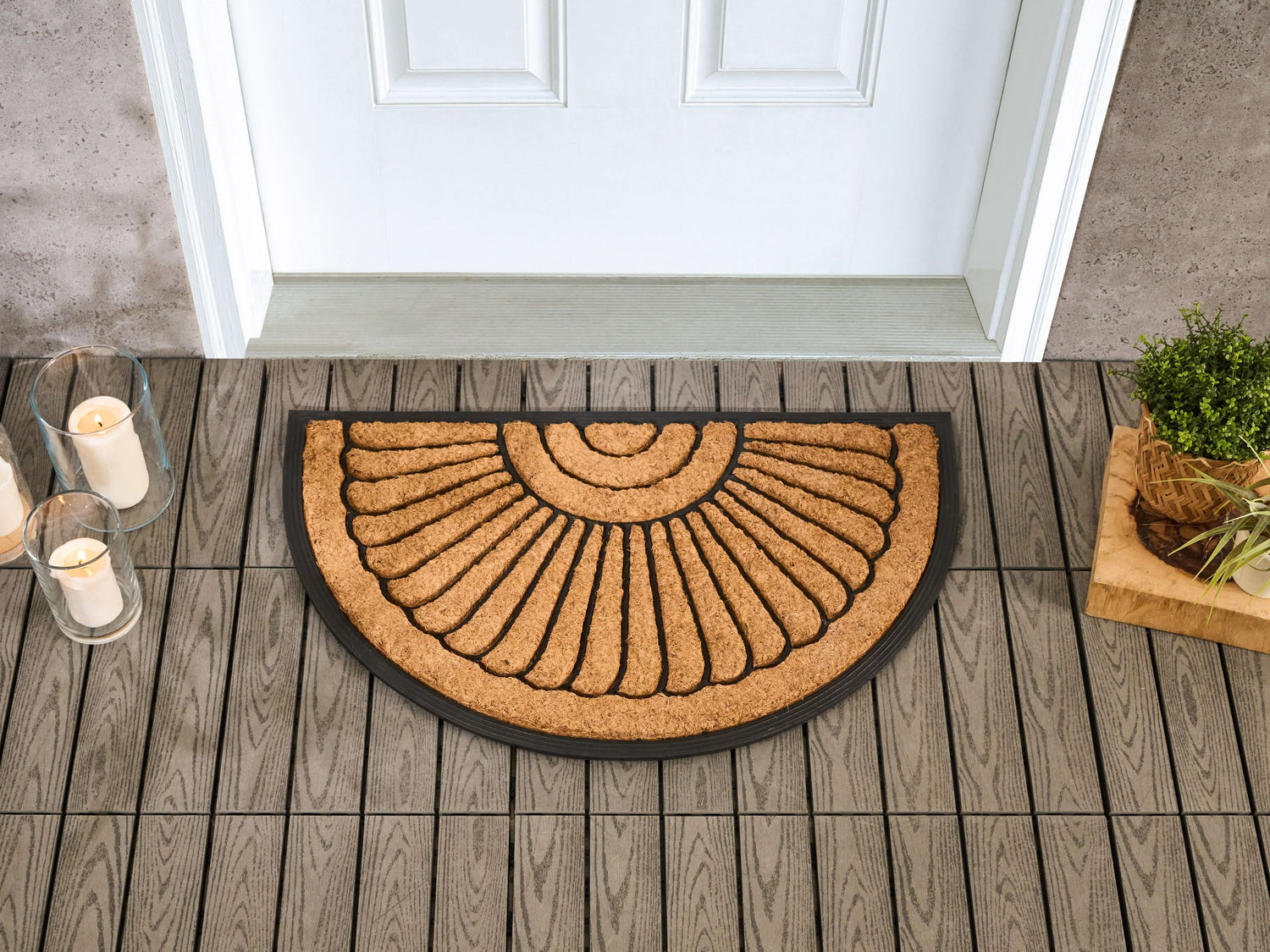 Beliani - KORYAK - Deurmat - Natuurlijk|Zwart - 45 x 75 cm - Polyester