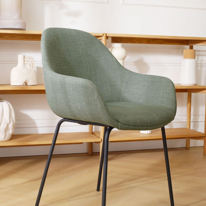 Nolon Nora-Mae Eetkamerstoel Saliegroen - Armleuning - Zwarte Poten